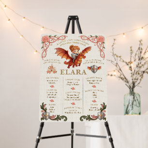 Whimsical Knight Girl and Dragon Third Birthday Foam Board