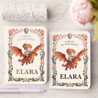 Whimsical Knight Girl Dragon Birthday Aesthetic Foil Vow Books
