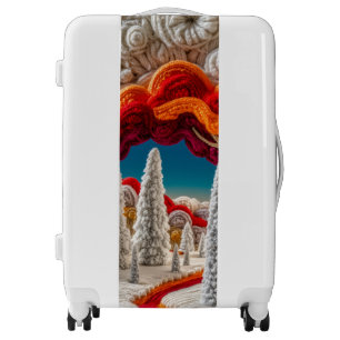 Whimsical Knit-Style Winter Wonderland Art Luggage