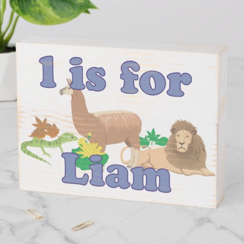 Whimsical L is for Liam Wooden Box Sign