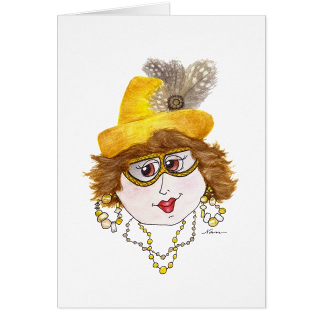 Whimsical Lady on a Seafood Diet Cards (Front)