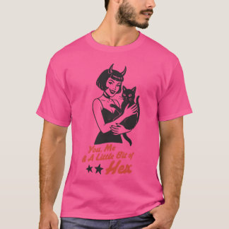 Whimsical Lady with Cat and He Message retro T-Shirt