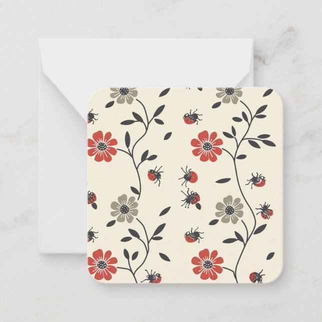 Whimsical Ladybug Delight Note Card (Front)