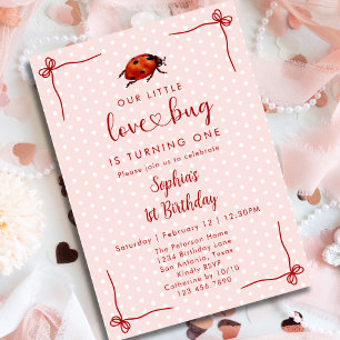 Whimsical Ladybug Love Bug Girl 1st Birthday Invitation