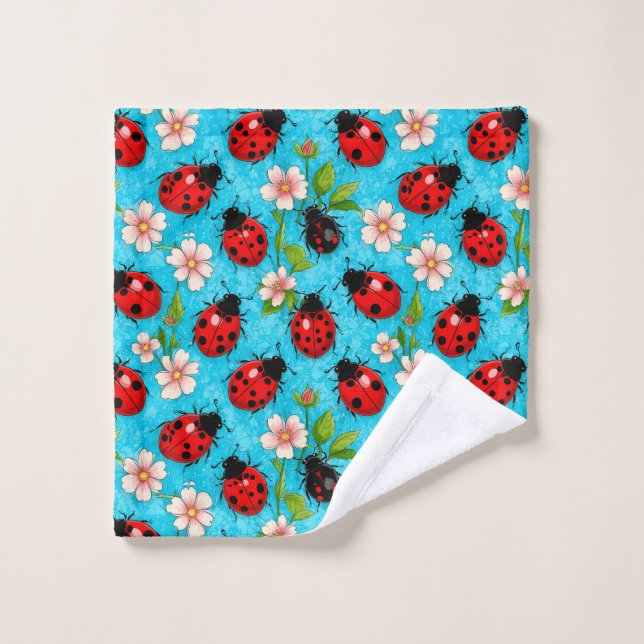 🐞 Whimsical Ladybug Spring Garden Design 🌿 Wash Cloth (Wash Cloth)