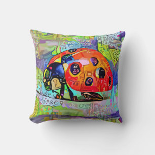 Whimsical Ladybug Throw Pillow