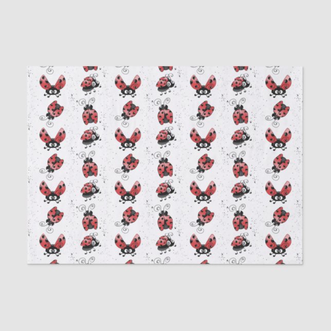 Whimsical Ladybugs And Splatter Paint Tissue Paper (Front)