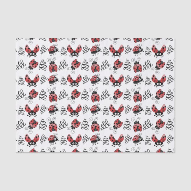 Whimsical Ladybugs and Squiggles Tissue Paper (Front)
