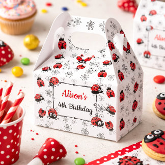 Whimsical Ladybugs Birthday Favor Boxes