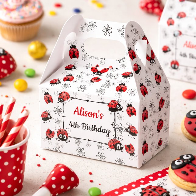 Whimsical Ladybugs Birthday Favor Boxes (Creator Uploaded)
