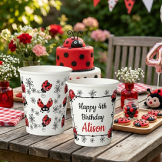 Whimsical Ladybugs Birthday Paper Cups