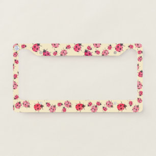 Whimsical Ladybugs Hand-Illustrated Buttercream License Plate Frame