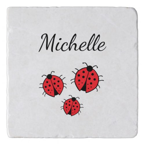 Whimsical Ladybugs Illustration Cute Personalized  Trivet