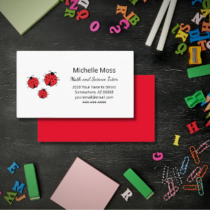 Whimsical Ladybugs Illustration Education Tutor Business Card