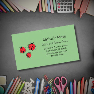 Whimsical Ladybugs Professional Educator Green Business Card