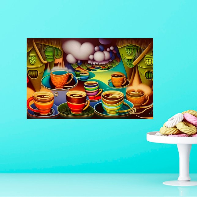 Whimsical Land of Coffee Cups Digital Art Poster (Creator Uploaded)