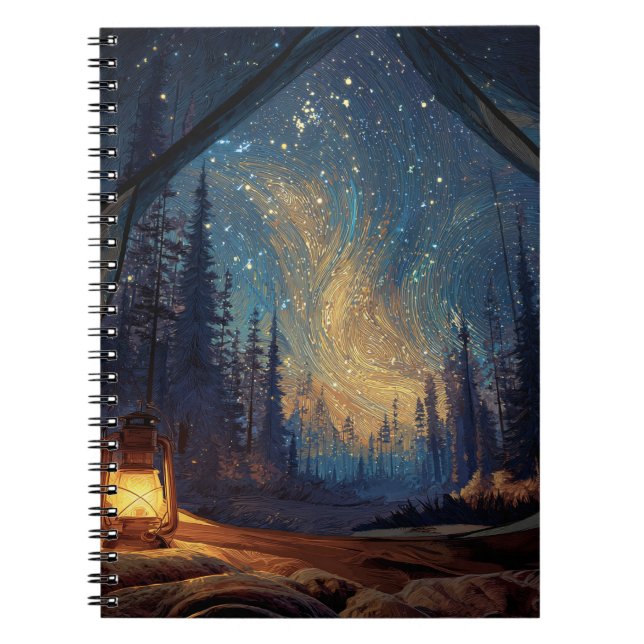 Whimsical Lantern Forest Sky Notebook (Front)