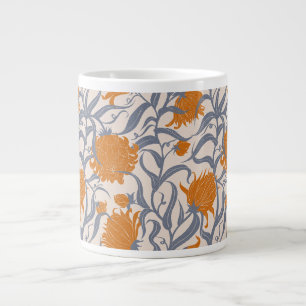 Whimsical large flowers brown vintage giant coffee mug