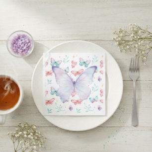 Whimsical Large Purple Butterfly Paper Napkins