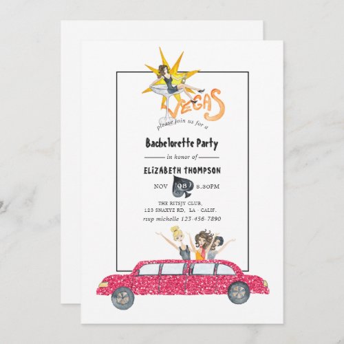 Whimsical Las Vegas Bachelorette Party Invitation