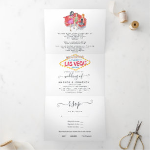 Whimsical Las Vegas Wedding Tri-Fold Invitation