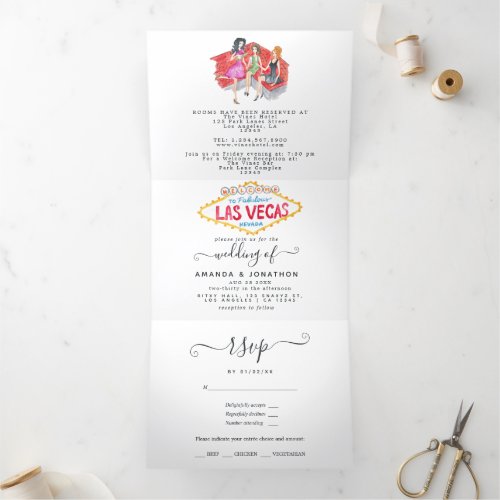 Whimsical Las Vegas Wedding Tri_Fold Invitation