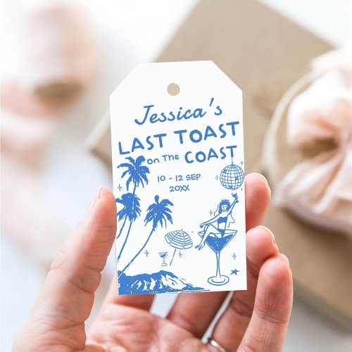 Whimsical Last Toast Coast Beach Bachelorette Gift Tags