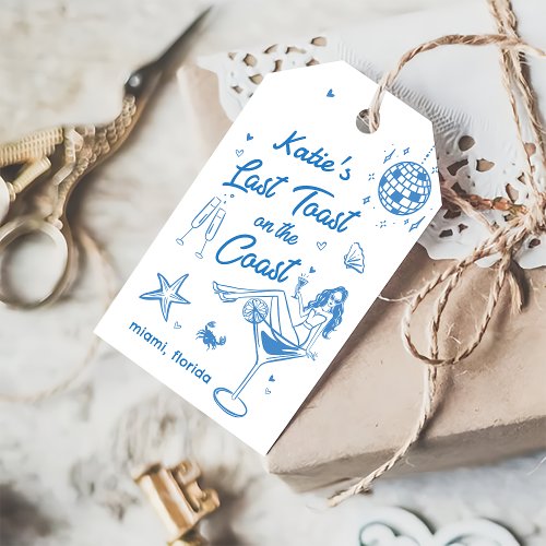 Whimsical Last Toast Coast Beach Bachelorette Gift Tags