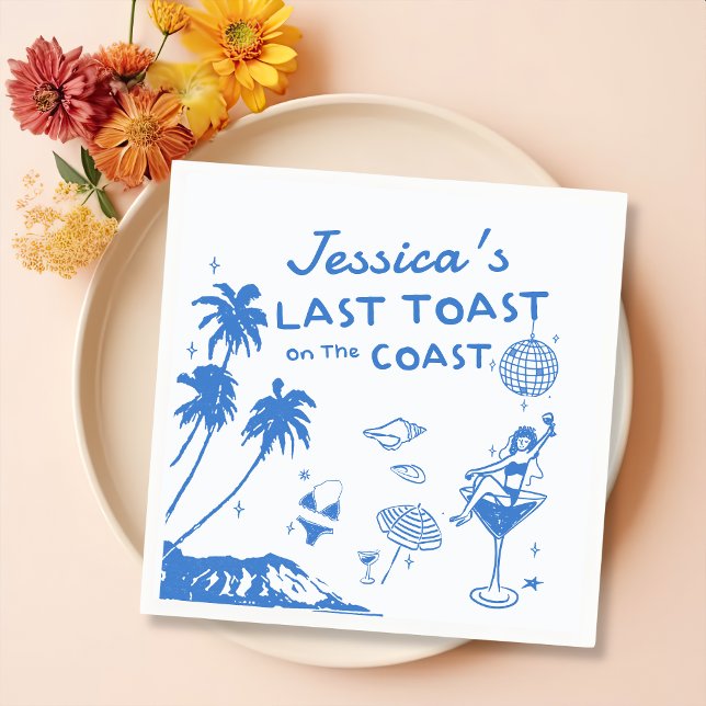 Whimsical Last Toast Coast Beach Bachelorette Napkins (Creator Uploaded)