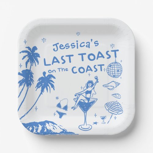 Whimsical Last Toast Coast Beach Bachelorette Paper Plates