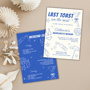 Whimsical Last Toast On The Coast Bachelorette Invitation