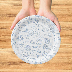 Whimsical Last Toast On The Coast Blue Paper Plates
