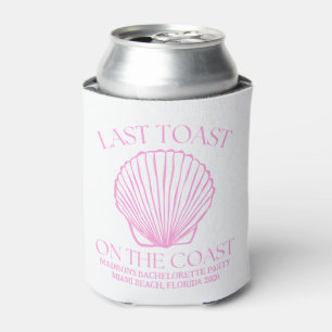 Whimsical Last Toast On The Coast Pink Can Cooler