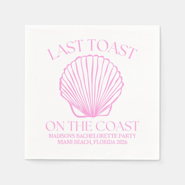 Whimsical Last Toast On The Coast Pink Napkins (Front)