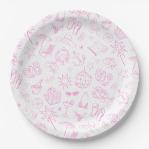 Whimsical Last Toast On The Coast Pink Paper Plates