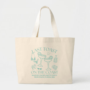 Whimsical Last Toast On The Coast Turquoise Large Tote Bag