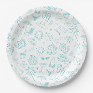 Whimsical Last Toast On The Coast Turquoise Paper Plates