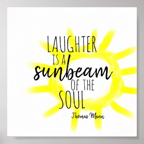 whimsical laughter quote yellow on white poster