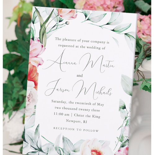 Whimsical Lavender Floral and Calligraphy Invitation