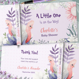 Whimsical Lavender Floral Bird Baby Shower Foil Guest Book