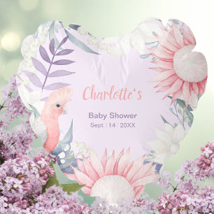 Whimsical Lavender Floral Bird Baby Shower Heart Balloon