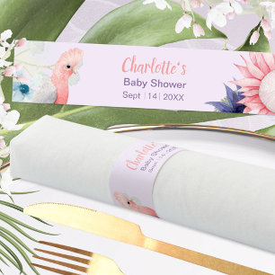 Whimsical Lavender Floral Bird Baby Shower Napkin Bands