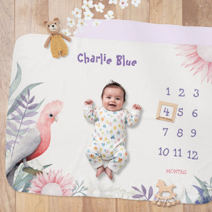 Whimsical Lavender Floral Monthly Milestone Baby Blanket