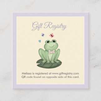 Whimsical Lavender Frog Baby Shower Registry Enclosure Card
