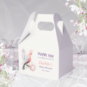Whimsical Lavender Garden Floral Bird Baby Shower Favor Boxes
