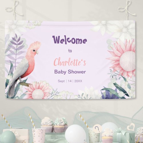 Whimsical Lavender Watercolor Baby Shower Welcome Banner