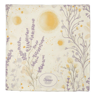 Whimsical Lavender & Yellow Floral Pattern Duvet Cover
