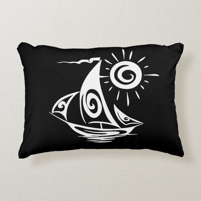 Whimsical Lazy Sailboat Accent Pillow (Front)