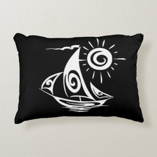 Whimsical Lazy Sailboat Accent Pillow