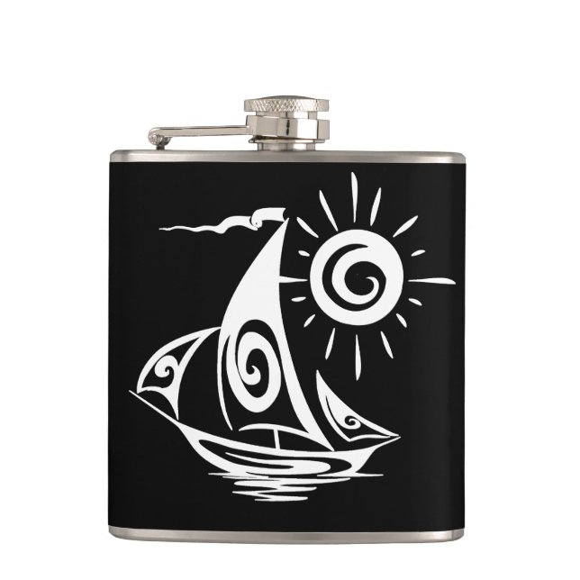 Whimsical Lazy Sailboat Flask (Front)